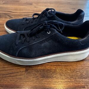 Cole Haan Black Suede Low-Top Sneakers with White Sole